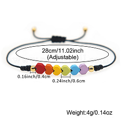 Friendship Rainbow Heart & Brass Bead Adjustable Braided Bracelets&nbsp;VD3512-2