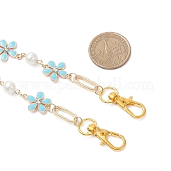 Flower Zinc Alloy Enamel Crystal Rhinestone with Glass Pearl Bead Link Chain Bag Decorative Chains&nbsp;FIND-JF00159-01