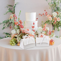 Wedding Paper Candy Gift Packaging Boxes with Polyester Ribbon and PVC Bead Chain&nbsp;CON-WH0089-68