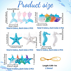 DIY Mermaid Tail Sea Horse Starfish Shell Shape Resin Pendants Making Kits&nbsp;DIY-PH0031-09
