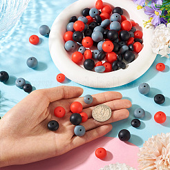 90Pcs 9 Styles Round & Rondelle Silicone Focal Beads&nbsp;SIL-TA0003-57C