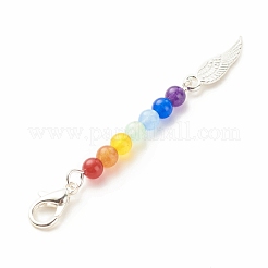Chakra Theme Natural & Dyed Malaysia Jade Beaded Pendant Decorations&nbsp;HJEW-JM00642-03