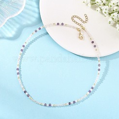 Natural Mixed Stone Faceted Round Beaded Necklaces&nbsp;NJEW-JN06430