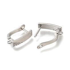 Rack Plating Brass Micro Pave Cubic Zirconia Hoop Earring Findings&nbsp;EJEW-H143-10P