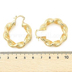 Brass Twist Ring Hoop Earrings&nbsp;EJEW-B117-01G