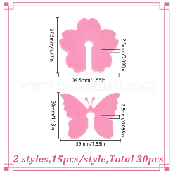 HOBBIESAY 2 Bags Flower & Butterfly Acrylic Wine Glass Charms&nbsp;OACR-HY0001-23B