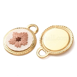 304 Stainless Steel & Cloth Embroidered Pendants&nbsp;FB-CBAFBAF-08G-02