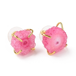Natural Agate Irregular Druzy Stud Earrings&nbsp;EJEW-F223-08G