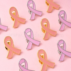12Pcs 2 Styles Breast Cancer Awareness Pink Ribbon Enamel Pin&nbsp;JEWB-FS0001-08