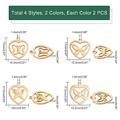 16Pcs 8 Style 201 Stainless Steel Pendants&nbsp;STAS-UN0032-09