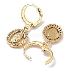 Real 18K Gold Plated Brass Dangle Leverback Earrings&nbsp;EJEW-L269-024G-01
