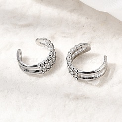 304 Stainless Steel Rhinestone Cuff Earrings&nbsp;EJEW-L313-04P