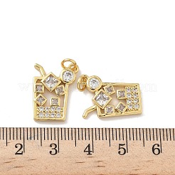 Brass Micro Pave Cubic Zirconia Pendants&nbsp;KK-P325-31G