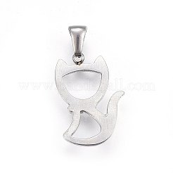 Non-Tarnish 304 Stainless Steel Hollow Kitten Pendants&nbsp;LS-STAS-P209-28P