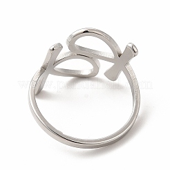 Non-Tarnish 304 Stainless Steel Feminie Sign Open Cuff Ring for Women&nbsp;RJEW-B027-01P