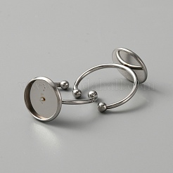 304 Stainless Steel Open Cuff Rings Components&nbsp;STAS-WH0029-93B