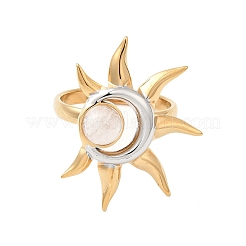 304 Stainless Steel Moonstone Rings for Women&nbsp;RJEW-B137-01