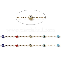 Evil Eye Lampwork Beaded Link Chains&nbsp;CHS-G028-04G-08