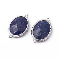 Platinum Tone Brass Lapis Lazuli Links connectors&nbsp;X-G-F339-B09