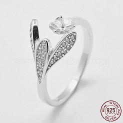Anti-Tarnish Adjustable Rhodium Plated 925 Sterling Silver Cuff Rings&nbsp;STER-K038-017P