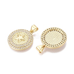 Brass Micro Pave Clear Cubic Zirconia Pendants&nbsp;KK-N287-43G-04