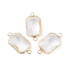 Rack Plating Brass Pave Glass  Connectors Charms&nbsp;KK-M013-03G