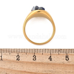 Round Natural Lapis Lazuli Chips Finger Rings&nbsp;RJEW-D303-03G-05