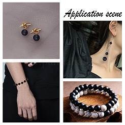 DIY Natural Black Agate Stretch Bracelets Making Kits&nbsp;DIY-NB0004-43
