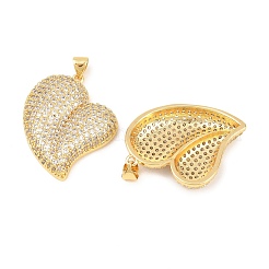 Brass Micro Pave Clear Cubic Zirconia Pendants&nbsp;KK-C166-05G