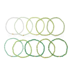 10Pcs Glass Seed Beads & Glass Beaded Stretch Bracelets for Women&nbsp;BJEW-MZ00267