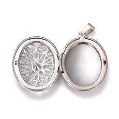 304 Stainless Steel Rhinestone Locket Pendants&nbsp;STAS-K197-10P