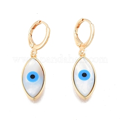 Shell & Synthetic Turquoise Horse Eye Dangle Leverback Earrings&nbsp;EJEW-N012-77
