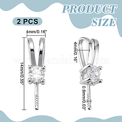 2Pcs 925 Sterling Silver Micro Pave Cubic Zirconia Peg Bails&nbsp;STER-HY0001-19