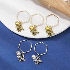 Alloy Bees and Iron Bell Pendant Decoration&nbsp;HJEW-JM01307