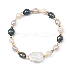 2Pcs Natural Cultured Freshwater Pearl & Non-magnetic Synthetic Hematite Beads Stretch Bracelets for Women&nbsp;BJEW-JB14085
