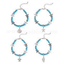 4Pcs Ocean Series Zinc Alloy Charm Bracelets&nbsp;BJEW-JB11899