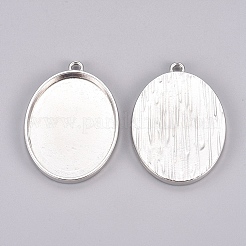 Tibetan Style Alloy Oval Tray Pendant Cabochon Settings&nbsp;TIBEP-A19948-P-LF