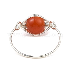 Natural Mixed Gemstone Braided Bead Finger Ring&nbsp;RJEW-JR00588-01