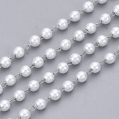 Handmade ABS Plastic Imitation Pearl Beaded Chains&nbsp;CHS-T003-01P