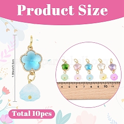 10Pcs 5 Styles Glass & Alloy & Acrylic Pendants&nbsp;PALLOY-YW00219