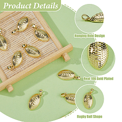 12Pcs Rugby Rack Plating Brass Pendants&nbsp;KK-HS0002-05