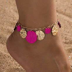 Alloy Textured Disc Tassel Anklets&nbsp;FS-WG7E5E5-01