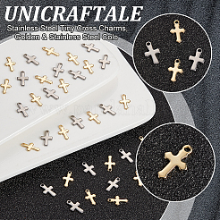 100Pcs 2 Colors 304 Stainless Steel Tiny Cross Charms&nbsp;FIND-UN0004-01