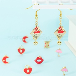 12Pcs 6 Style Real 18K Gold Plated Brass Enamel Pendants&nbsp;KK-LS0001-43