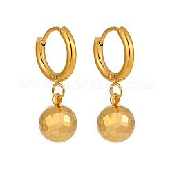 Faceted Round 304 Stainless Steel Hoop Earrings&nbsp;FS-WGA0487-02