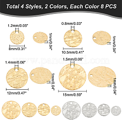 64Pcs 8 Style 304 Stainless Steel Textured Pendants&nbsp;STAS-DC0012-55