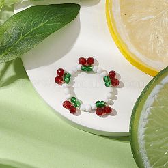 Cherry Glass Beads Finger Rings&nbsp;RJEW-JR00728