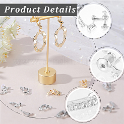 12Pcs 2 Styles Brass & Crystal Rhinestone Clip-on Earring Findings&nbsp;KK-BBC0028-20