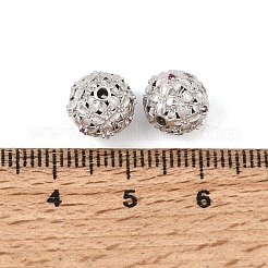 925 Sterling Silver Micro Pave Clear and Deep Pink Cubic Zirconia Beads&nbsp;SE-CBAF1B2-06P