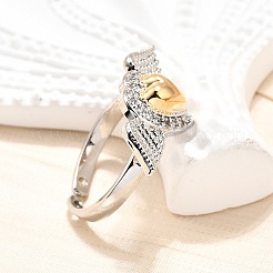 Gothic Style Brass Micro Pave Clear Cubic Zirconia Cuff Rings for Women&nbsp;RJEW-U051-02B-GP